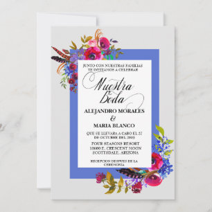 Spanish Bold Watercolor  Nuestra Boda Wedding Invitation