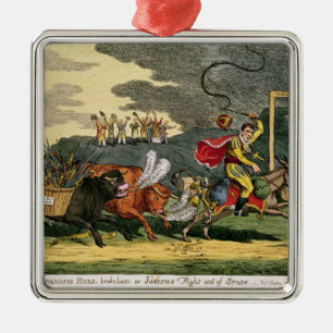 Spanish Bull Broke Lose or, Joseph's Flight Metal Ornament