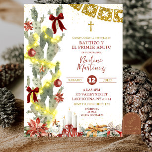 Spanish Cactus Christmas Baptism Invitation
