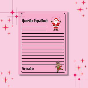 Spanish Carta Para Papá Noel Pink Letter to Santa