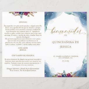 Spanish Celestial Starry Quinceañera Fold Program
