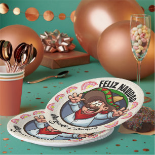 Spanish Character Feliz Navidad  Paper Plate