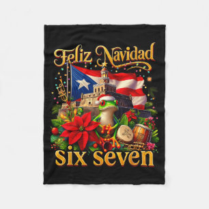 Spanish Christmas Funny Puerto Rico Boricua Coqui Fleece Blanket