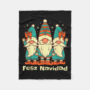 Spanish Christmas Gnomes Feliz Navidad  Fleece Blanket