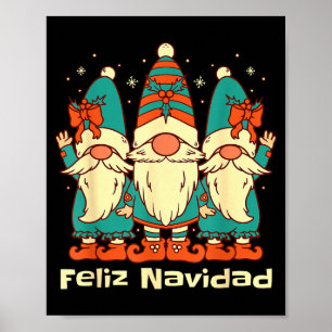 Spanish Christmas Gnomes Feliz Navidad Poster