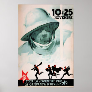 Spanish Civil War Propaganda Poster JSU Winter