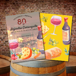 Spanish Classy Wine & Cheese Tasting 80th Birthday Invitation