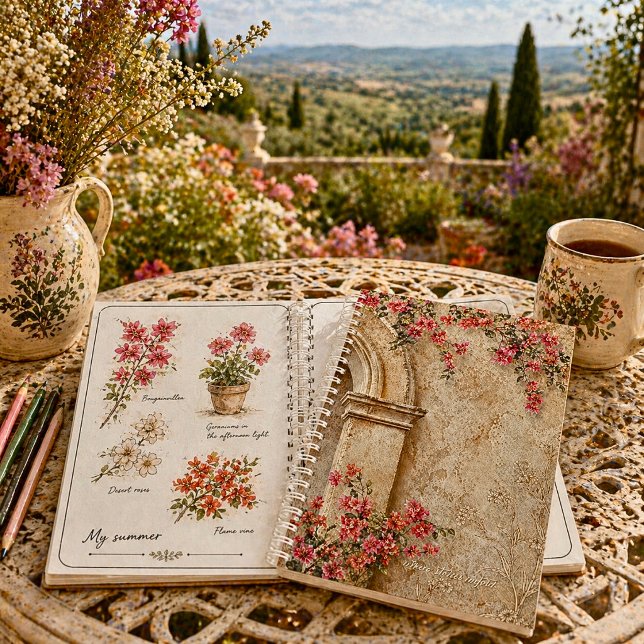 Spanish Colonial Revival Bougainvillea Arch Rustic Notebook (Creator Uploaded)