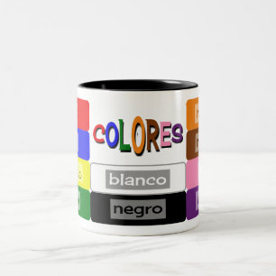 spanish colours vocabulary practice Two-Tone coffee mug