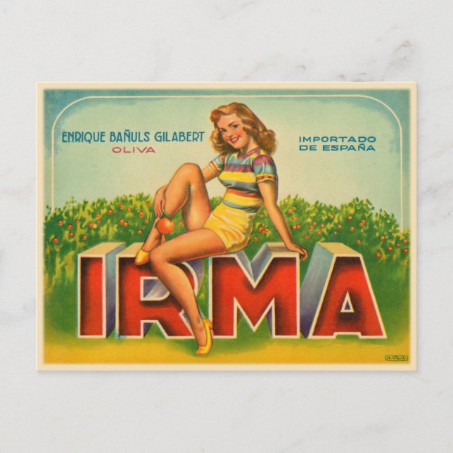 Spanish Crate Label with Olive Brand Print Postcard (Front)