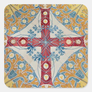 Spanish Cross Tiles Square Sticker