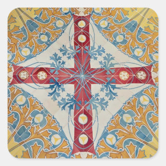 Spanish Cross Tiles Square Sticker