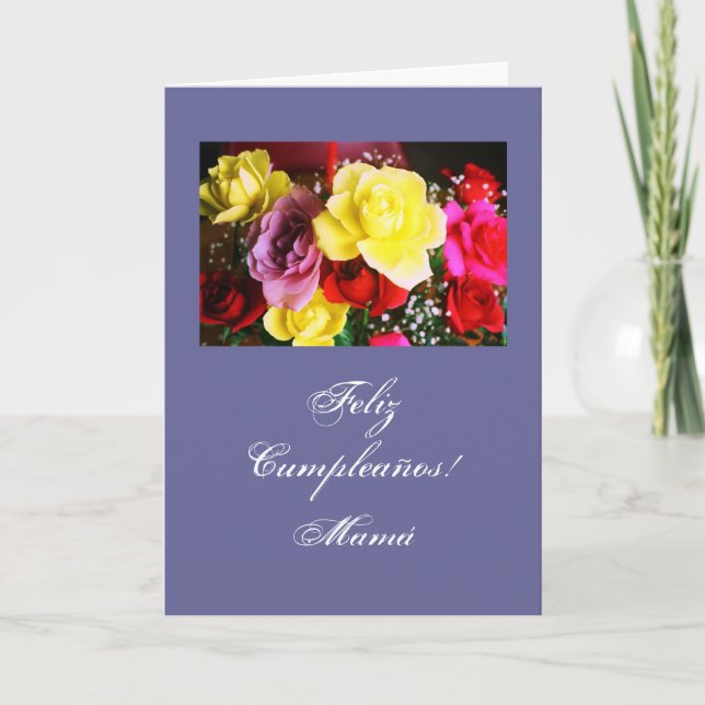 Spanish:Cumpleanos/Mamá/ Mom's birthday bl Card (Front)