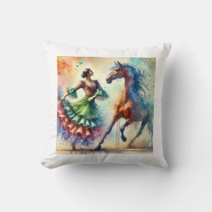 Spanish Dancer 300724AREF138 - Watercolor Throw Pillow