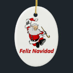 Spanish Dancing Santa Claus Ceramic Ornament<br><div class="desc">Santa Claus is dancing while he wishes you a Merry Christmas in Spanish.   Feliz Navidad!</div>