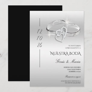 Spanish Decorative Glitzy Silver Wedding Rings  Invitation