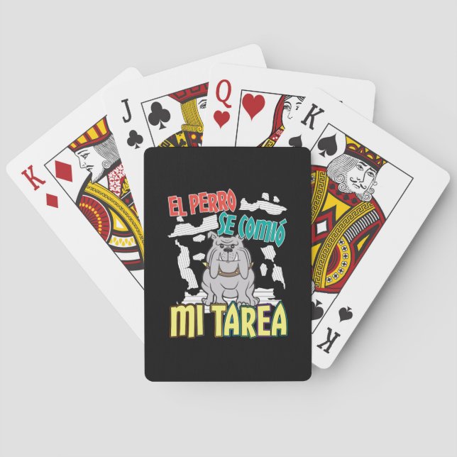Spanish Dog Ate My Homework - Perro Tarea Playing Cards (Back)