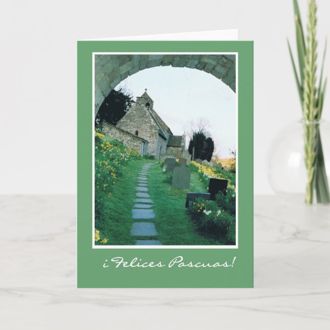 Spanish Easter Card with Quaint Old Church (Front)