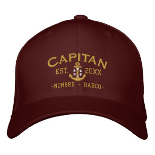 SPANISH El Capitan Captain Name and Year Embroidered Hat