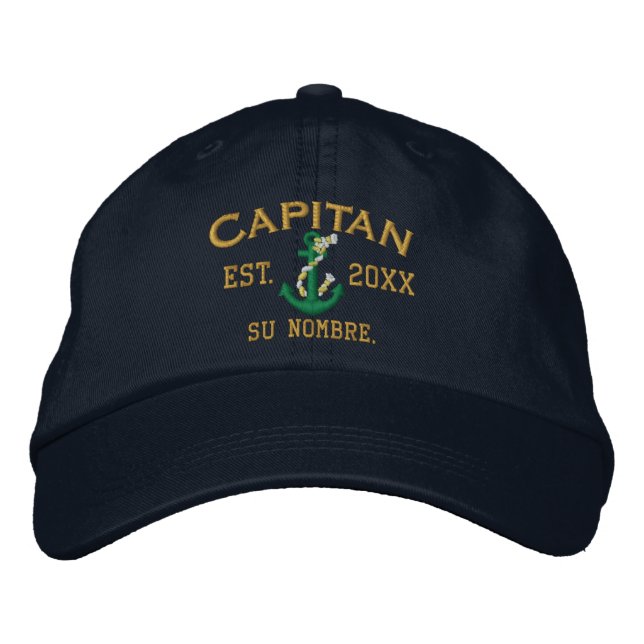 SPANISH El Capitan Green Gold Personalized Embroidered Hat (Front)