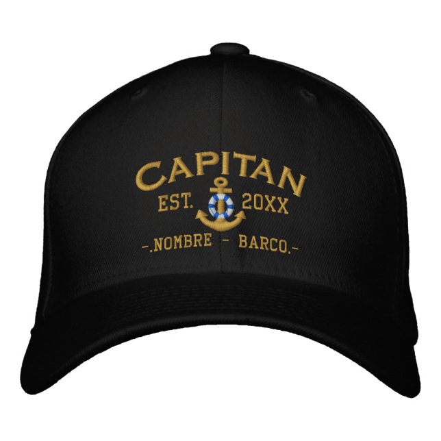SPANISH El Capitan Nautical Personalized Embroidered Hat (Front)
