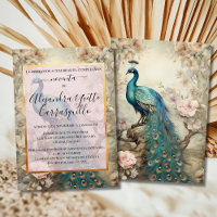 Spanish Elegant Blue & Gold Peacock 90th Birthday