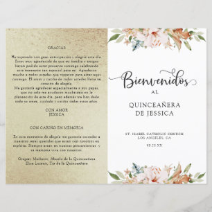 Spanish Elegant Champagne Gold Quinceañera Program