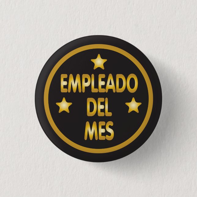 Spanish Employee of the Month Gold Stars 1 Inch Round Button (Front)