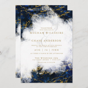 Spanish English Elegant Lapis Lazuli Crystal Geode Invitation