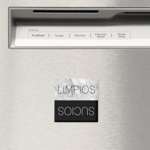 Spanish Español Faux Marble Clean Dirty Dishwasher Magnet