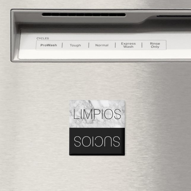 Spanish Español Faux Marble Clean Dirty Dishwasher Magnet (In Situ (Dishwasher))