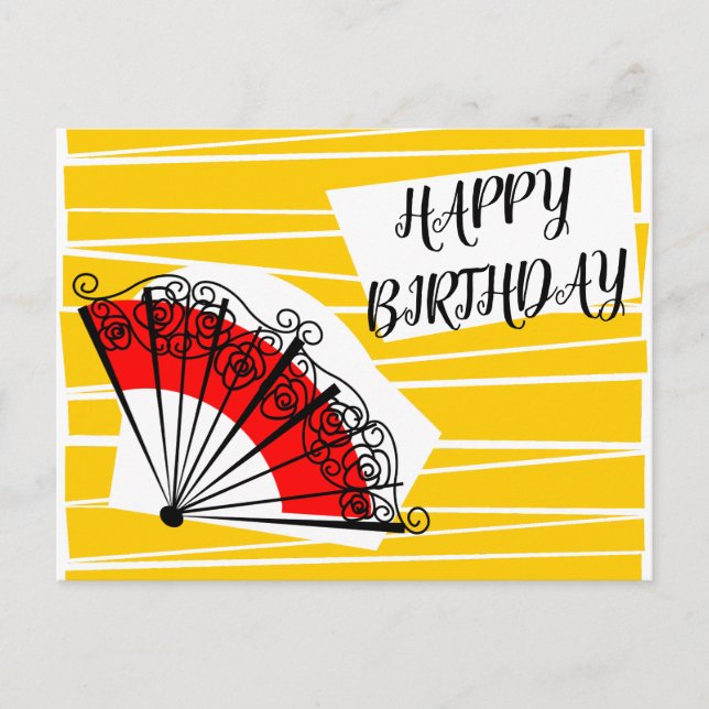 Spanish Fan Birthday postcard landscape (Front)