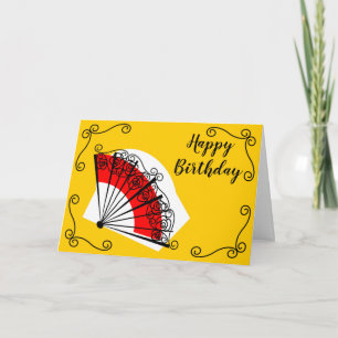 Spanish Fan Corners Birthday landscape Card