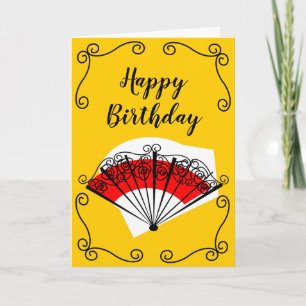 Spanish Fan Corners Birthday vertical Card