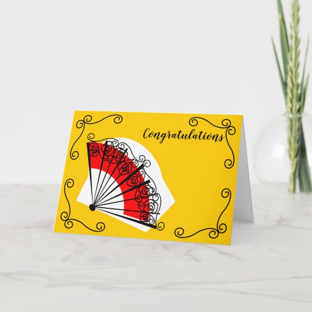 Spanish Fan Corners Congratulations Text landscape Card (Front)