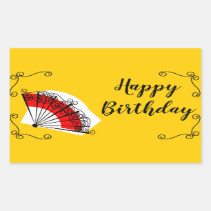 Spanish Fan Corners Happy Birthday rectangle Sticker