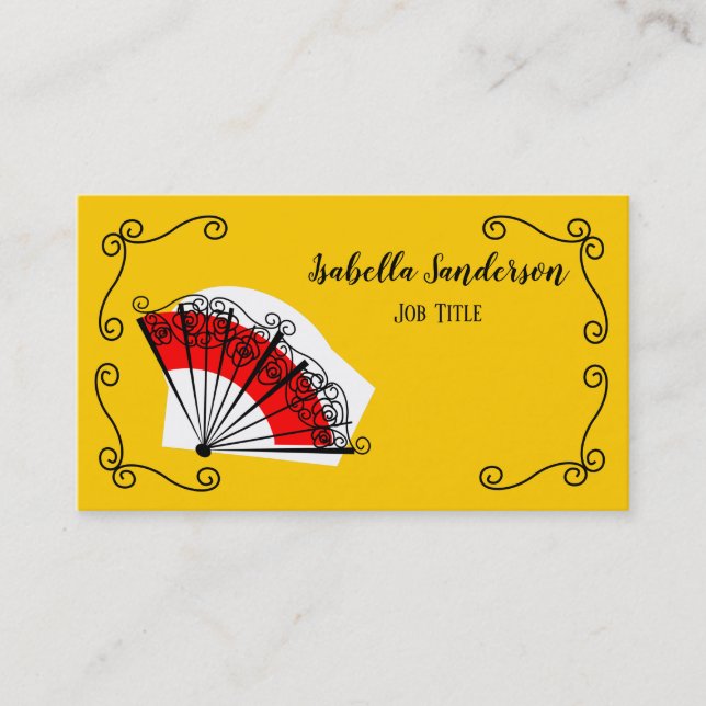 Spanish Fan Corners Name Title business card (Front)