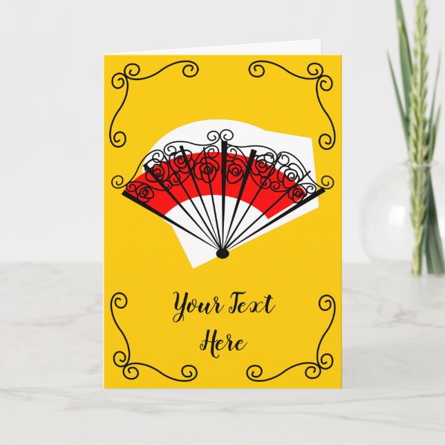 Spanish Fan Corners Text vertical greetings card (Front)