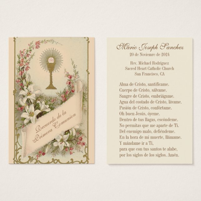 Spanish First Holy Communion Religious Catholic (Front & Back)