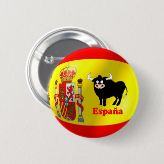 Spanish Flag Black Bull 2 Inch Round Button