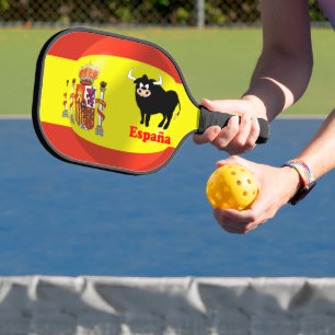 Spanish Flag Black Bull Pickleball Paddle
