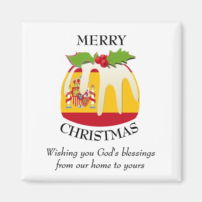 SPANISH FLAG Christmas Pudding Magnet (Front)