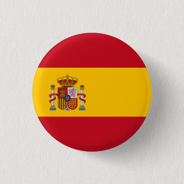 Spanish Flag, Flag of Spain 1 Inch Round Button (Front)