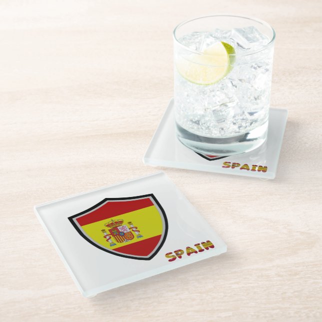 Spanish flag glass coaster (Angled)
