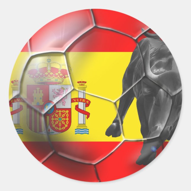Spanish flag soccer ball Spain soccer gifts Classic Round Sticker (Front)