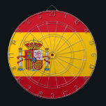 Spanish Flag (Spain) Dartboard<br><div class="desc">This design features the flag of Spain (known in Spanish as "España"), officially known as the Kingdom of Spain (in Spanish, "Reino de España"), which is a country in Southwestern Europe with some pockets of territory across the Strait of Gibraltar and the Atlantic Ocean. Its continental European territory is situated...</div>