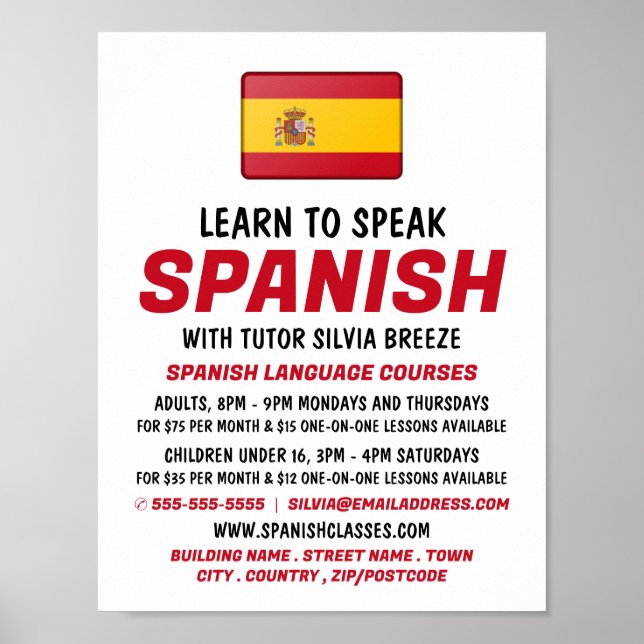 Spanish Flag, Spanish Language Course Advertising Poster (Front)