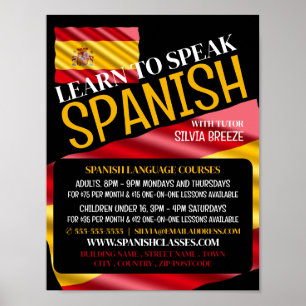 Spanish Flag, Spanish Language Course Advertising Poster