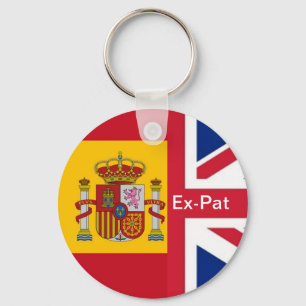 spanish flag, Union Jack Ex-Pat Keychain