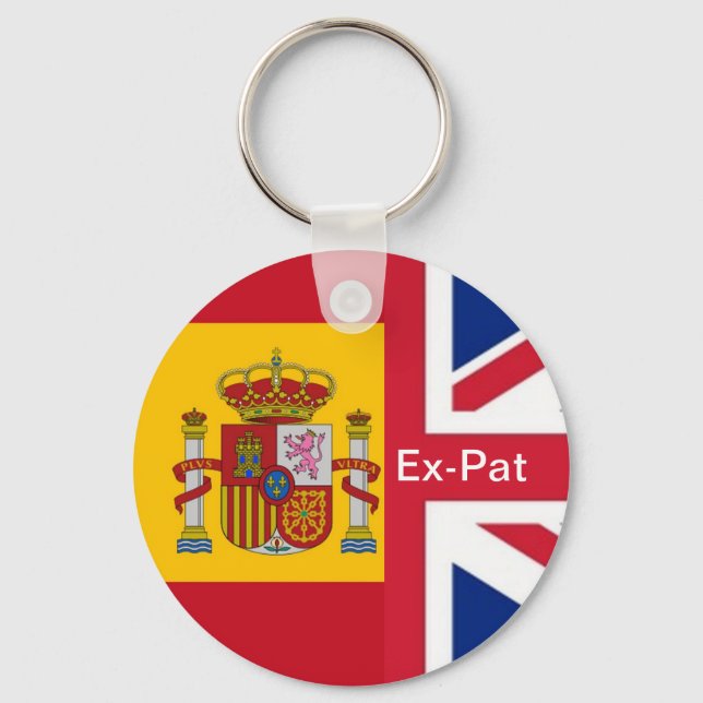 spanish flag, Union Jack Ex-Pat Keychain (Front)